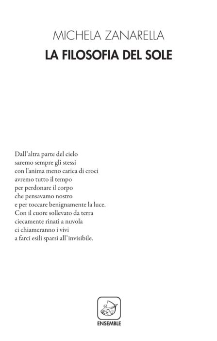 Estratto da “La filosofia del sole” di Michela Zanarella | L’Altrove