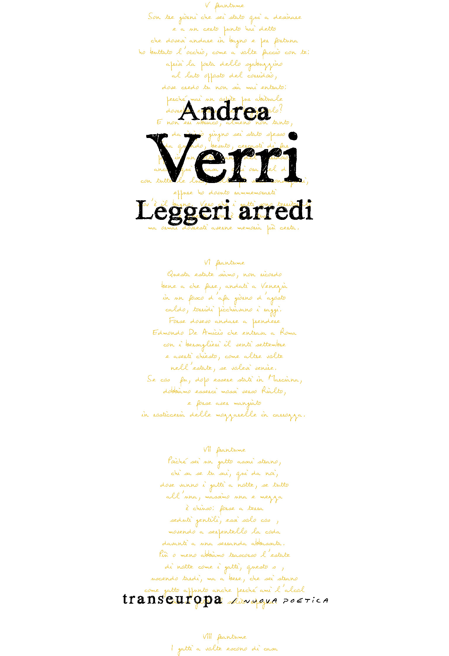 Estratto da “Leggeri arredi” di Andrea Verri | L’Altrove